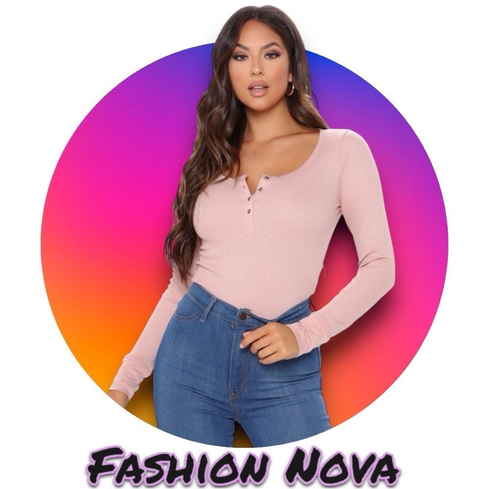 Fashion Nova Long Sleeve Henley V neck button Top - like pink